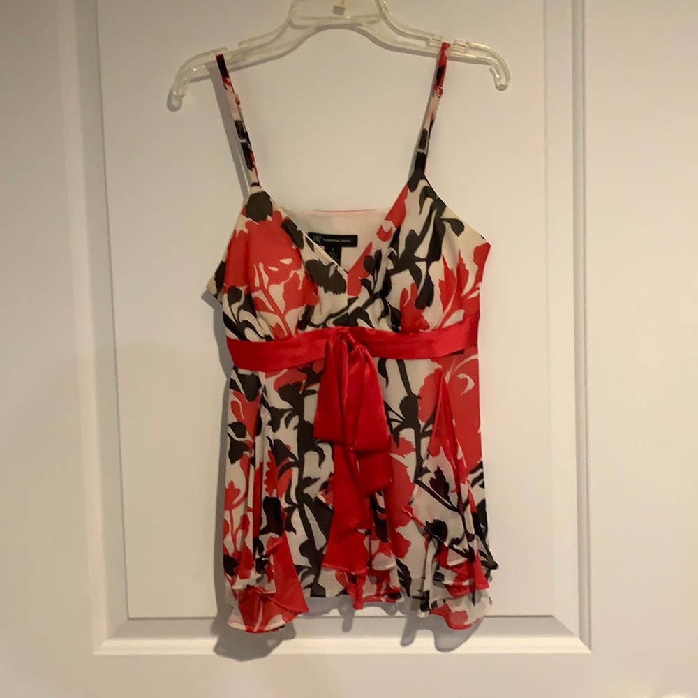 INC Floral Ruffled Silk Top